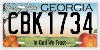 GA license plate CBK1734