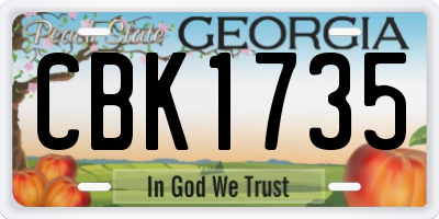 GA license plate CBK1735