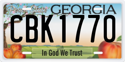 GA license plate CBK1770