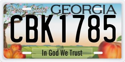 GA license plate CBK1785