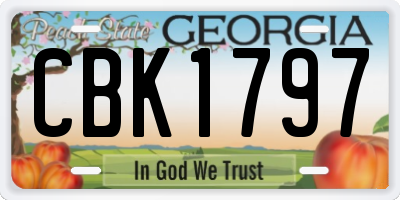 GA license plate CBK1797