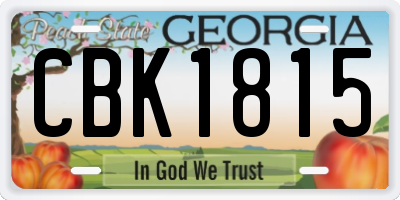 GA license plate CBK1815