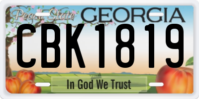 GA license plate CBK1819