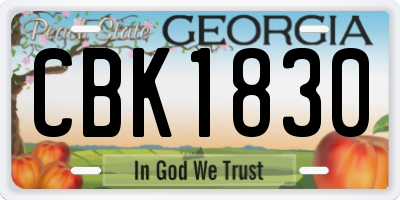 GA license plate CBK1830