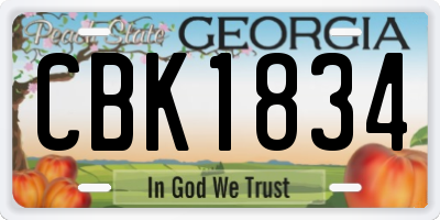 GA license plate CBK1834