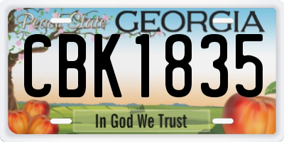 GA license plate CBK1835