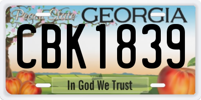 GA license plate CBK1839