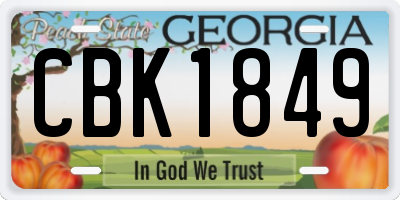 GA license plate CBK1849