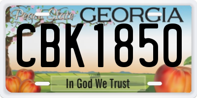 GA license plate CBK1850