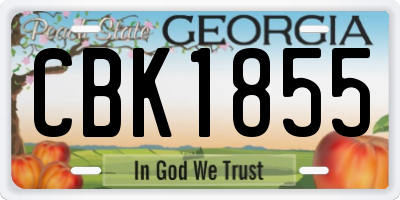 GA license plate CBK1855