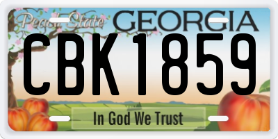 GA license plate CBK1859