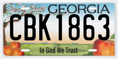 GA license plate CBK1863