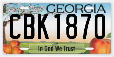 GA license plate CBK1870