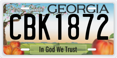 GA license plate CBK1872