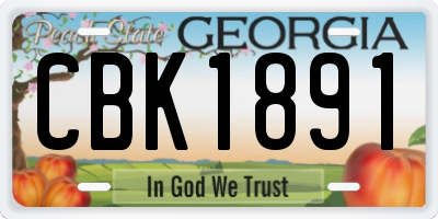 GA license plate CBK1891
