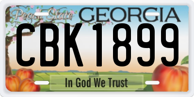 GA license plate CBK1899