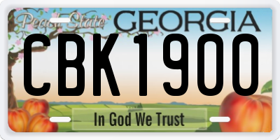 GA license plate CBK1900