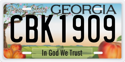 GA license plate CBK1909