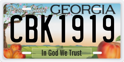 GA license plate CBK1919