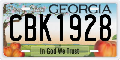 GA license plate CBK1928