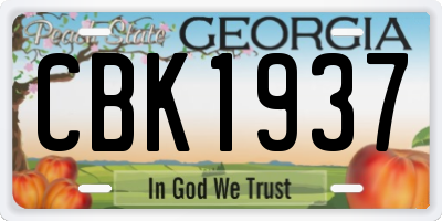 GA license plate CBK1937