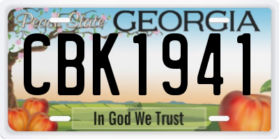 GA license plate CBK1941