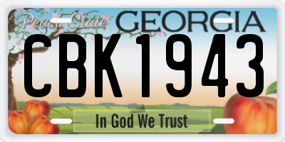 GA license plate CBK1943