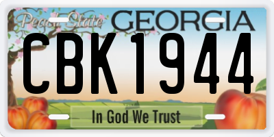 GA license plate CBK1944