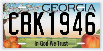 GA license plate CBK1946