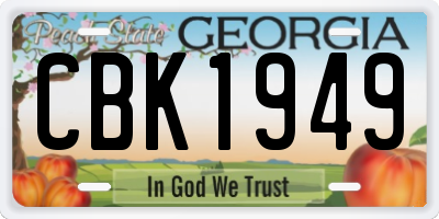 GA license plate CBK1949