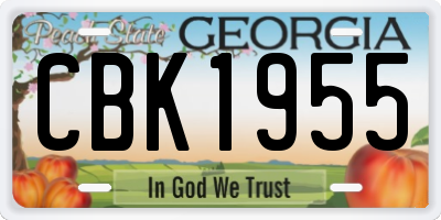 GA license plate CBK1955