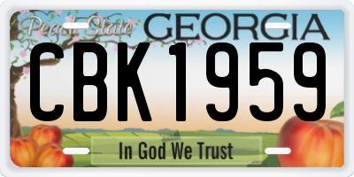 GA license plate CBK1959