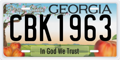 GA license plate CBK1963