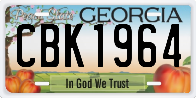 GA license plate CBK1964