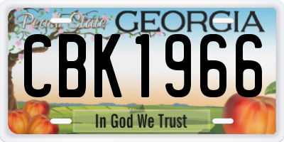GA license plate CBK1966