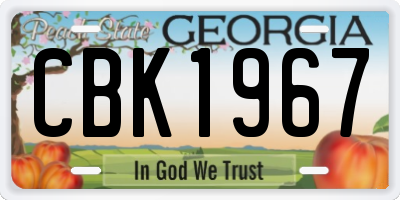 GA license plate CBK1967