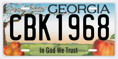 GA license plate CBK1968
