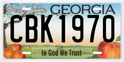 GA license plate CBK1970