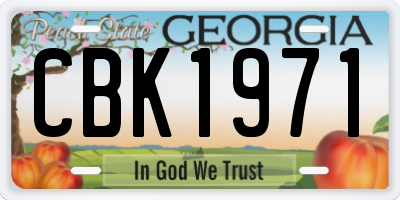 GA license plate CBK1971