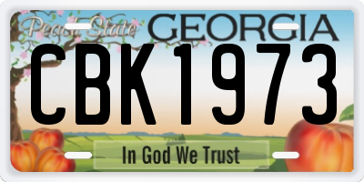 GA license plate CBK1973