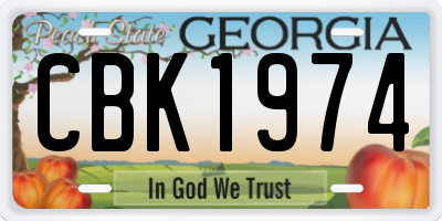 GA license plate CBK1974