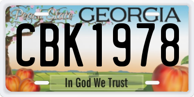 GA license plate CBK1978