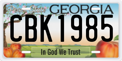 GA license plate CBK1985
