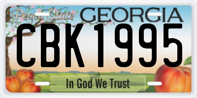 GA license plate CBK1995