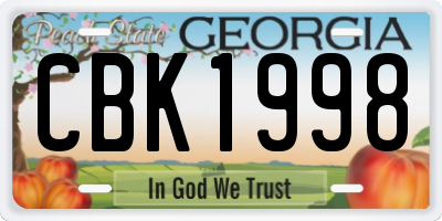 GA license plate CBK1998