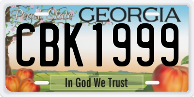 GA license plate CBK1999