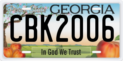 GA license plate CBK2006
