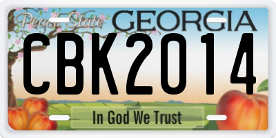 GA license plate CBK2014