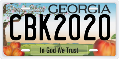 GA license plate CBK2020