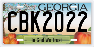 GA license plate CBK2022